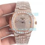 GM Factory Watches - Replica Patek Philippe Nautilus Gypsophila Diamond Dial Watch 57191G-001